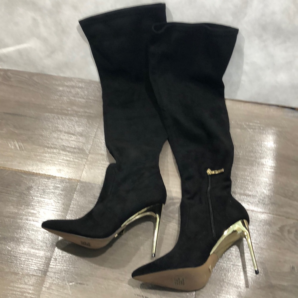 BEBE OTK Thigh High Valirya Suede Zip Boots New